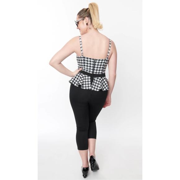 Unique Vintage 1950’s Black White  Houndstooth Peplum Jumpsuit 1X NWOT - Picture 3 of 8